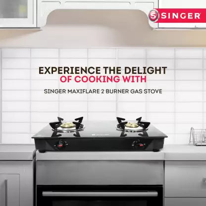 Singer Maxiflare 2 GS Glass Manual Gas Stove  (2 Burners) Singer Maxiflare 2 GS Glass Manual Gas Stove  (2 Burners)